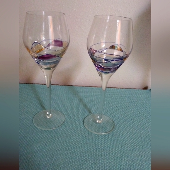 Sagrada Dining Vintage Set Of 2 Stained Glass Look Wine